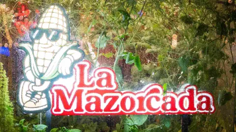  Aviso del establecimiento  iluminado y con muchas plantas  al respado que la adorna e invitan a disfrutar del espacio gastronomico.