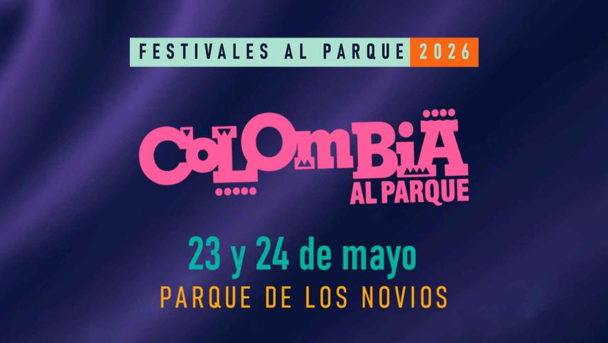 Flyer de Colombia al Parque 2026, un festival que celebra la diversidad musical de nuestro país.