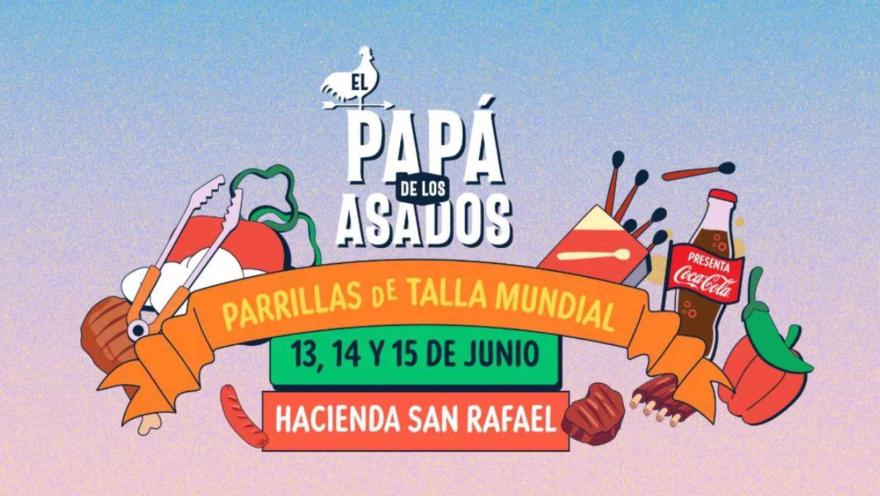 Un flyer promocional con letras grandes que anuncian el evento gastronómico sobre un fondo oscuro y texturizado.
