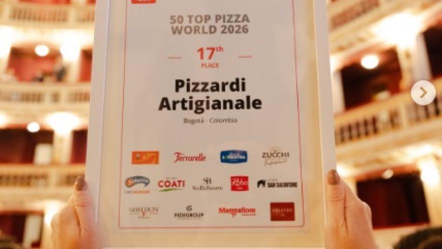 Reconocimiento a Pizzardi Artigianale por su posición 17 en el ranking 50 Top Pizza World 2026.